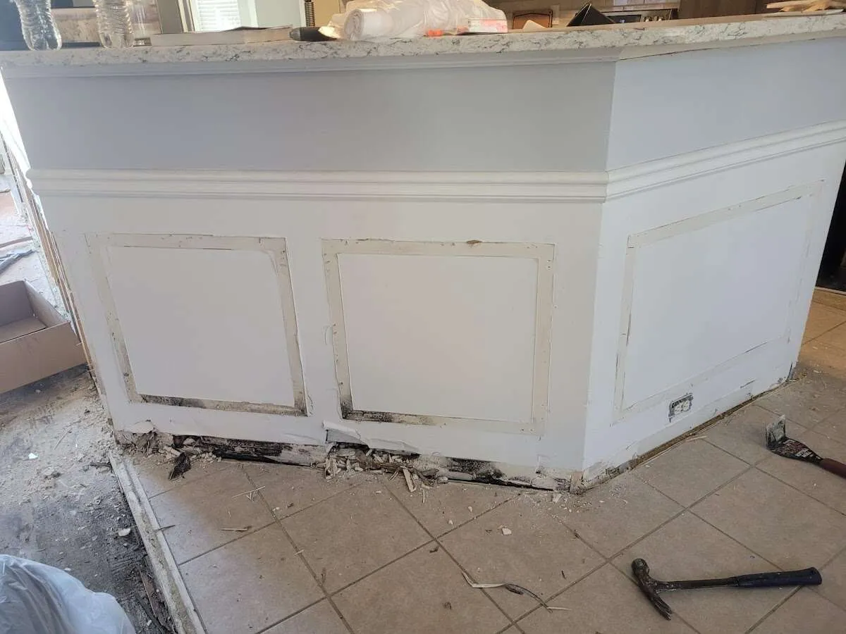 Water damage and mold on kitchen during Storm Damage Restoration in South Union